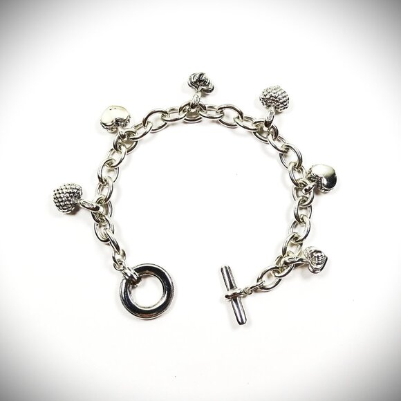LAGOS Caviar Sterling Silver Six Heart Charms Chain Bracelet - Picture 2 of 10